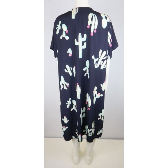 FILLY FLAIR - WOMEN'S BLUE CACTUS PRINT SILKY TEXTURED DUSTER TOP  - SIZE S - Picture 7 of 8